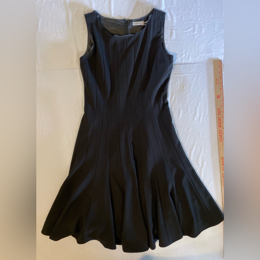 Calvin Klein Black Sleeveless Midi Flared Panel Dress